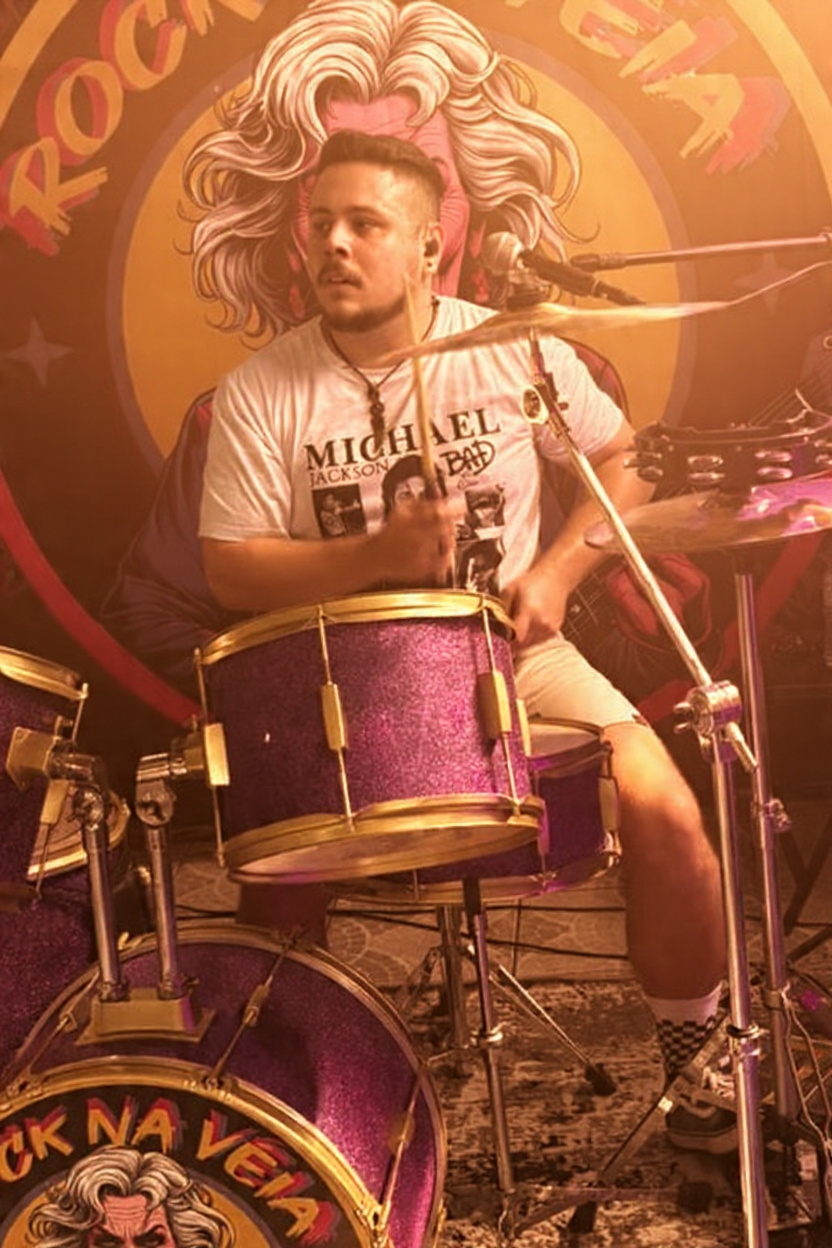 Renk, baterista da banda Rock na Véia